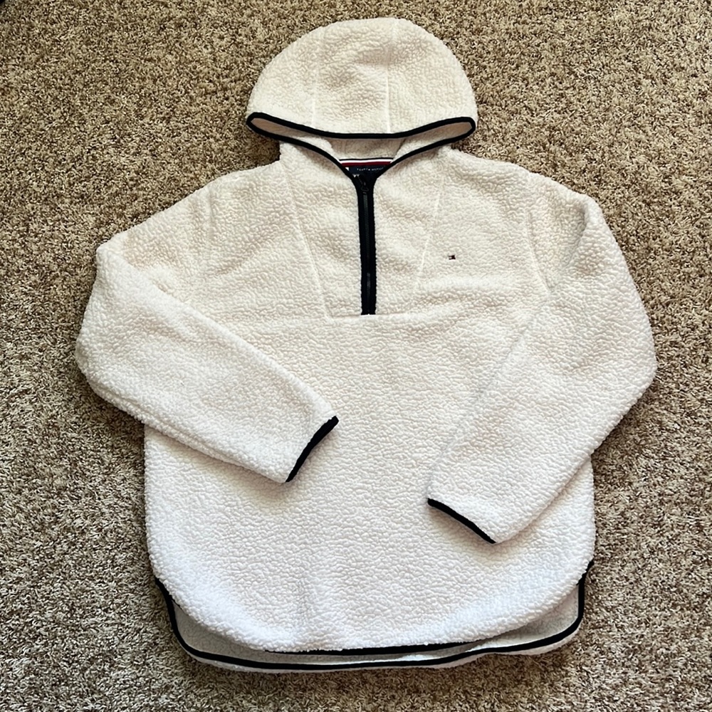 Tommy Hilfiger White Sherpa Quarter Zip
